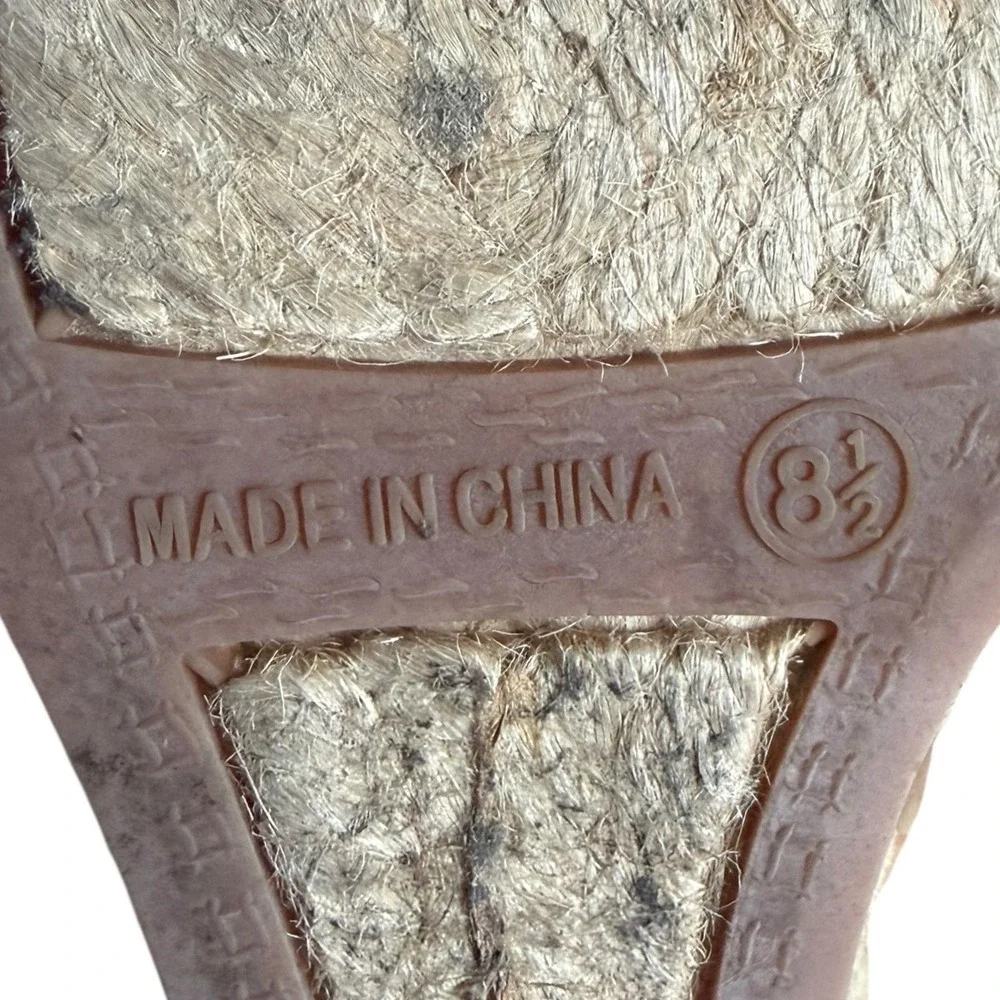 J. Crew Tan Suede Criss Cross Wedge‎ Espadrille Sandals Women's Size 8.5